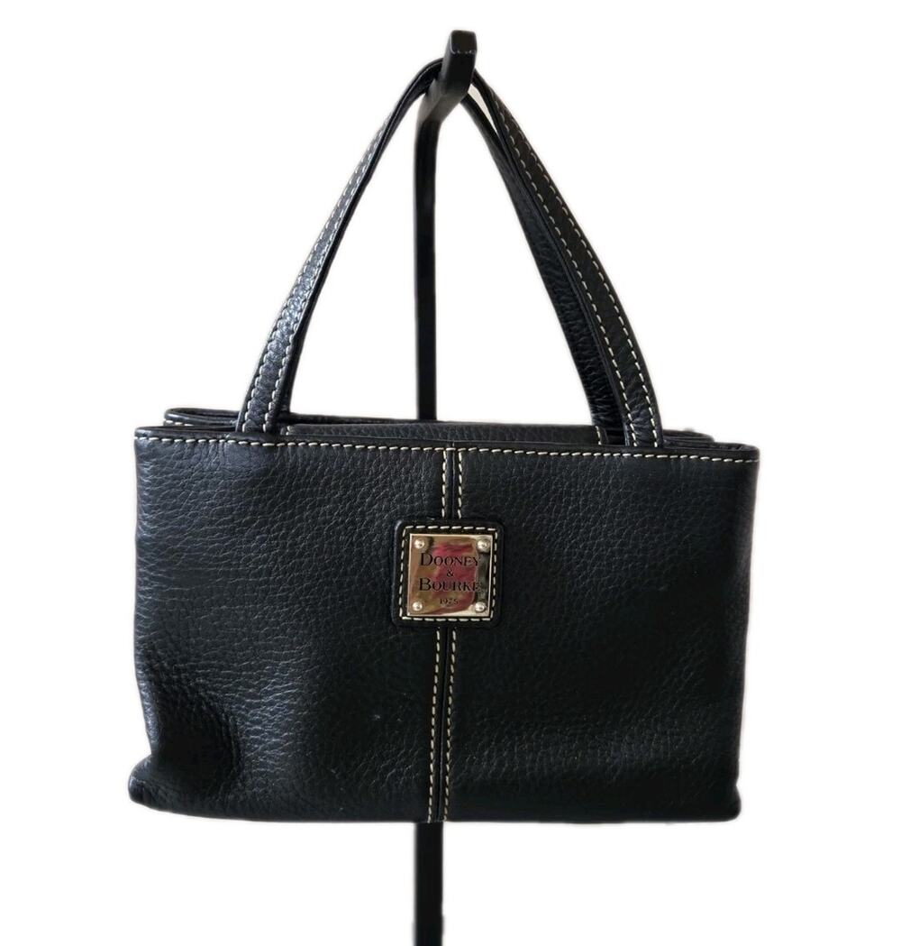 Dooney & Bourke DB75 Tiny East West Black Pebbled Leather Mini Tote Handbag